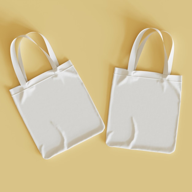 Photo tote bag 3d render illustration with pastel color background