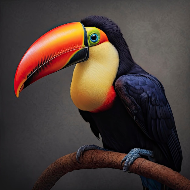 A toucan perched on a tree branch