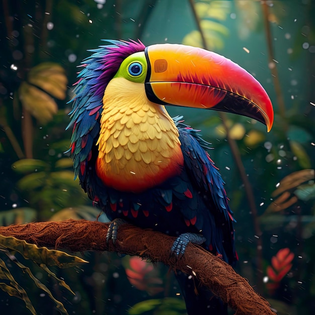 A toucan perched on a tree branch