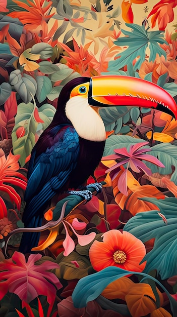 A toucan perched on a tree branch