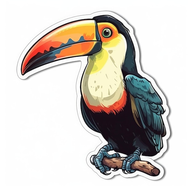 Photo toucan sticker isolate ai generated