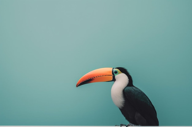 A toucan with a color background