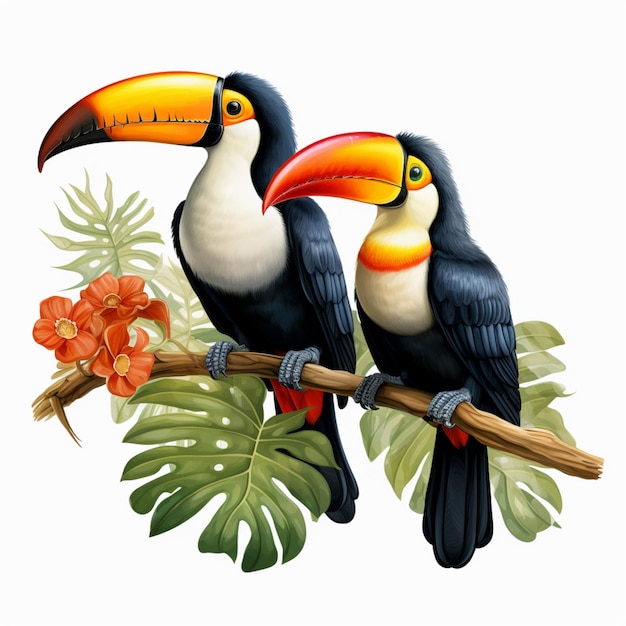 Toucans with white background high quality ultra hd