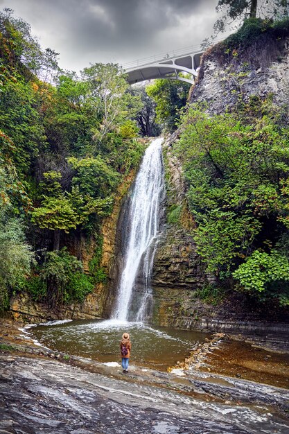 Tourist in Botanical Garden in Tbilisi