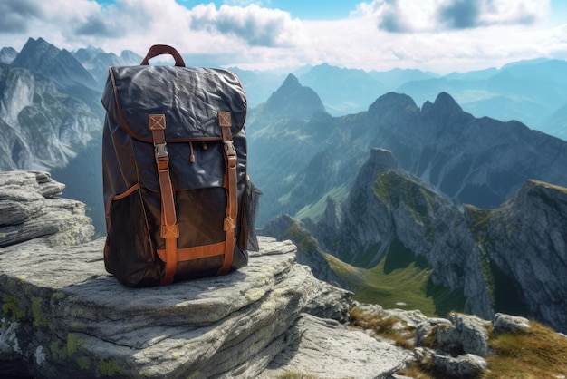 Tourist equipment Backpack in the mountains Dolomites