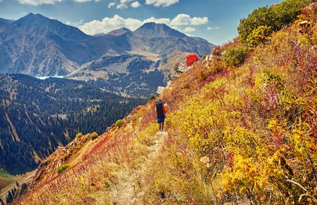 Tourist in the mountains