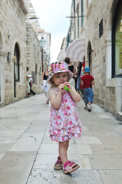 tourist relax and have fun at dubrovnik on adreatic sea at summer vacation