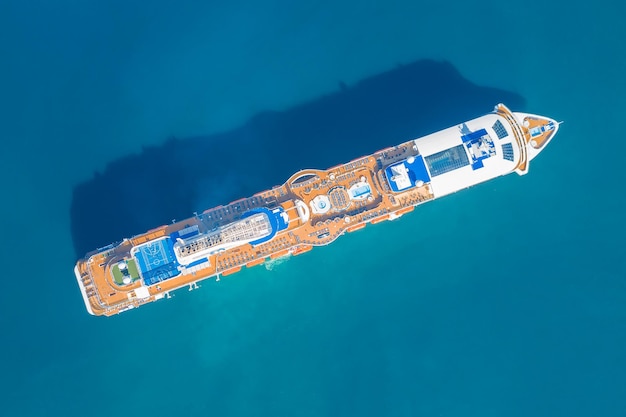 Tourist ship top view