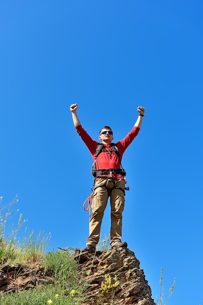 Tourist on top of mountain