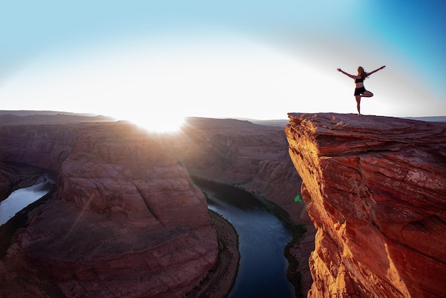 Tourist woman on Glen Canyon on Arizona Famous hiking place