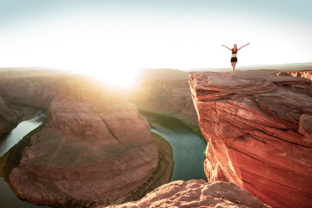 Tourist woman on grand canyon glen canyon arizona