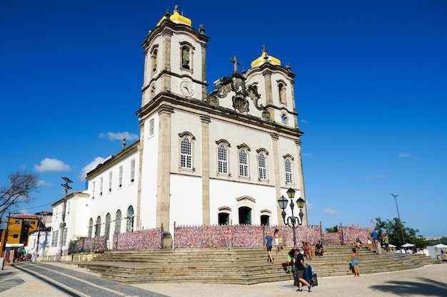 Touristic place where people make wishes while tie the ribbons in front of the church