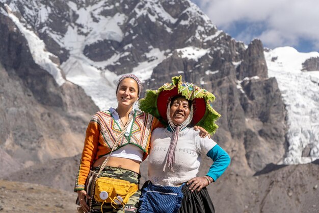 Tourists on their way to the Ausangate mountain in the city of Cusco