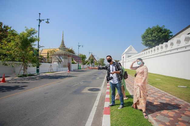 Tourists walking in Bangkok Thailand