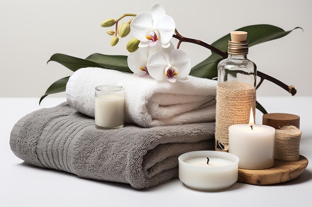 Towel candle spa relaxation