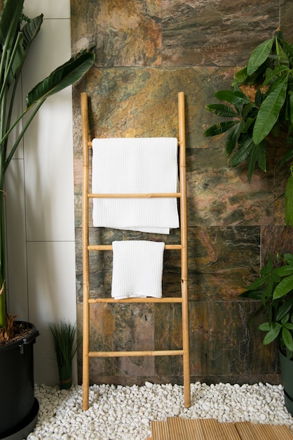 Towel drying in room interior