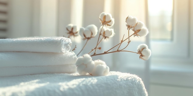 a towel with flowers and a flower on it