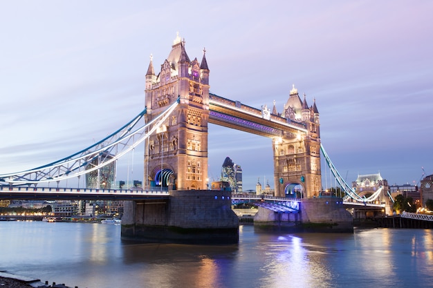 Tower Bridge at night twilight London, England, UK

