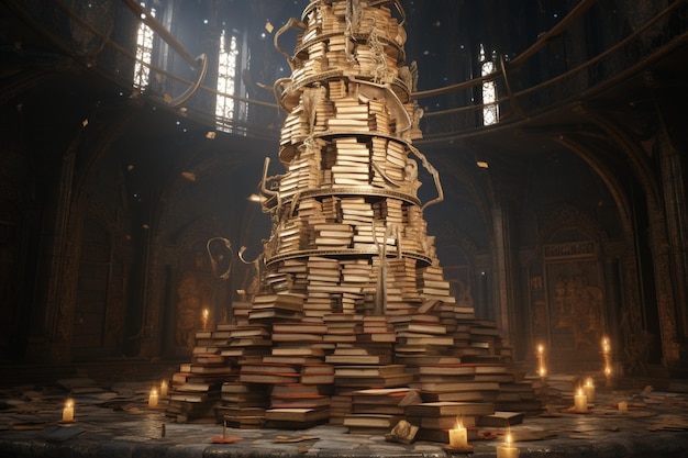 Tower of knowledge that holds ancient scrolls octa 00110 01