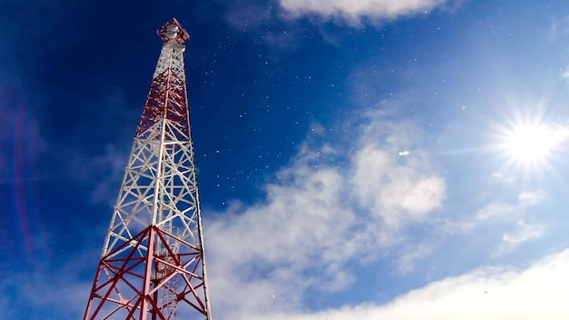 Tower Tower and sky clouds and height tower Telecoms transmitter on sky and clouds