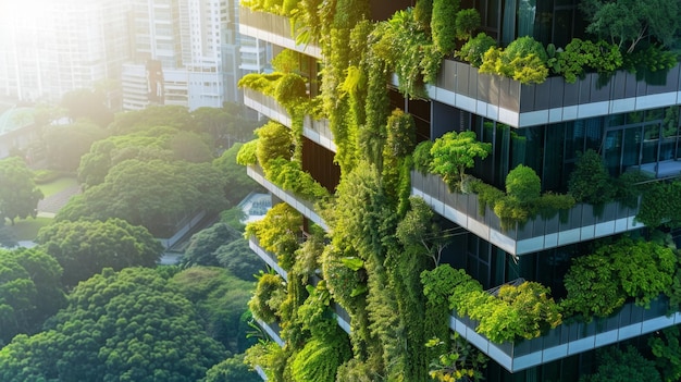 Towering Building Covered in Lush Green Plants