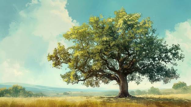 Towering Green Oak in Nature