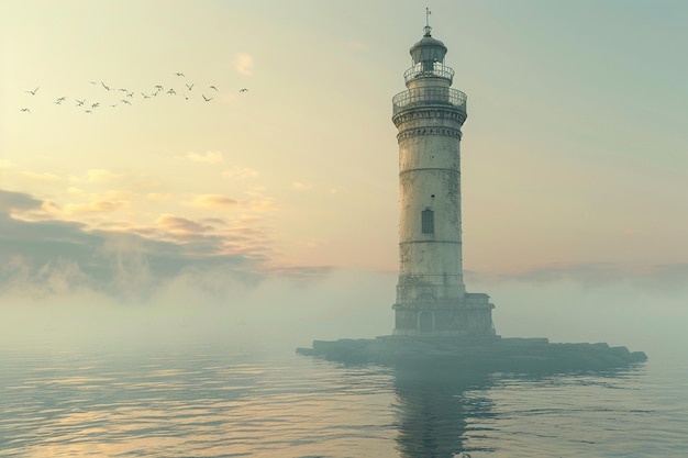 Towering lighthouse guiding ships to safety