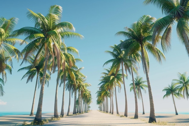 Towering palm trees lining a tropical beach