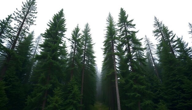 Photo towering pine trees as drone moves through slowly canterbury new zealand isolated with white