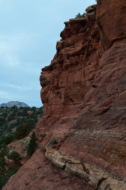 Towering Red Rock Cliff and Rock Face