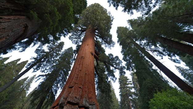 Photo towering sequoias reach for the sky in a serene forest landscape