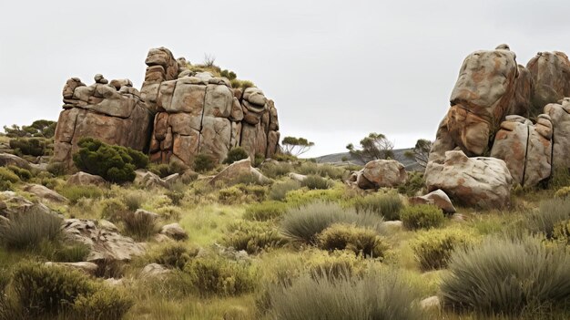 Photo towering shrubland overcast majesty