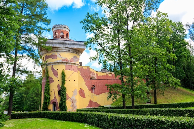 Towerruin in Catherine park at Tsarskoye Selo in Pushkin Russia