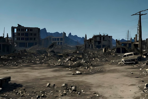 Town destroyed by nuclear bombing