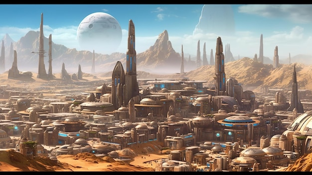 Town on planet mars Generative AI