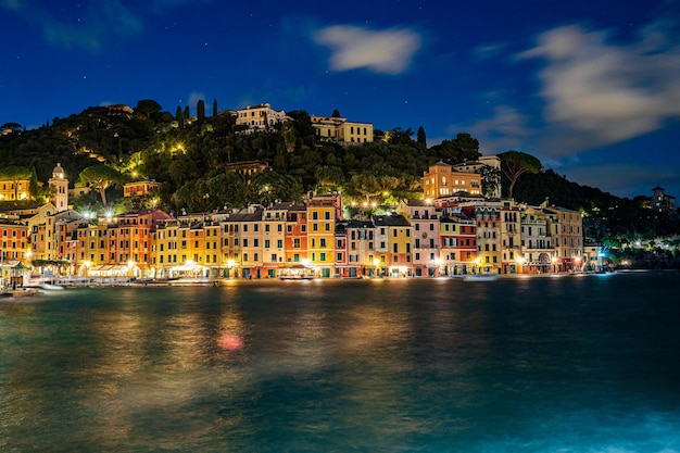 Townscape of Portofino by night