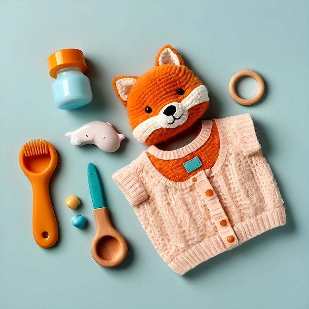 Photo toy animal with a sweater that says fox on it