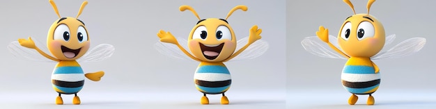 Photo a toy of a bee with arms raised in the air