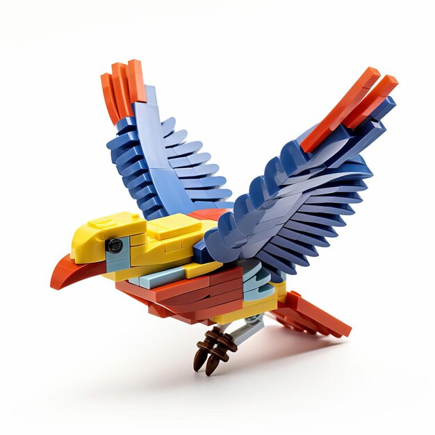 Photo toy bird takes flight with lego bricks