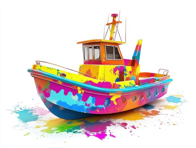 Toy Boat illustration in colorful pop art style