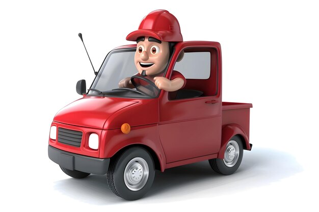 Photo a toy car with a cartoon character driving a red truck