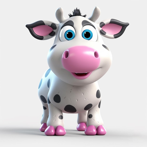 A toy cow with a pink nose and a pink nose.