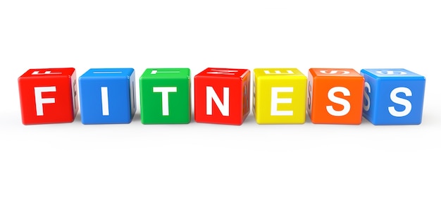 Toy cubes as Fitness sign on a white background