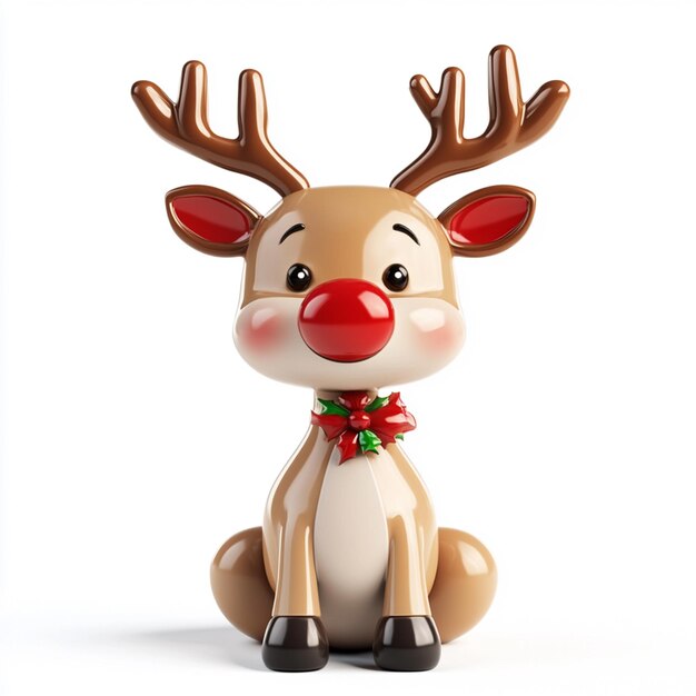 a toy deer with a red bow tie on its neck