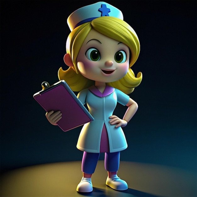 a toy of a female doll with a blue cap and a stethoscope