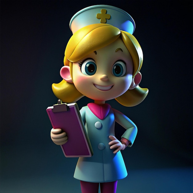 Photo a toy of a female doll with a folder that says  medical