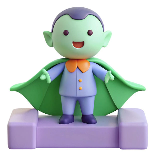 a toy figure with a green cape on it