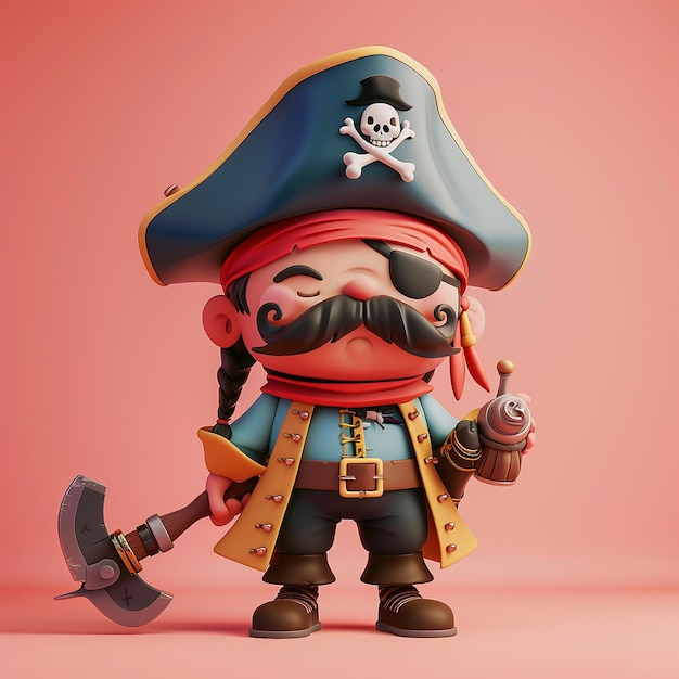 Photo a toy figure with a pirate hat and a pirate hat