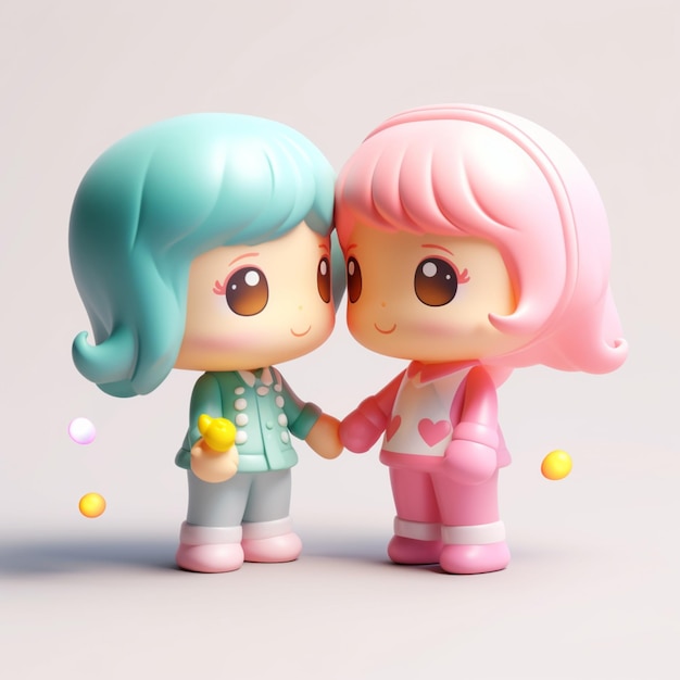 A toy figurine of two girls holding hands and the word love on the front.