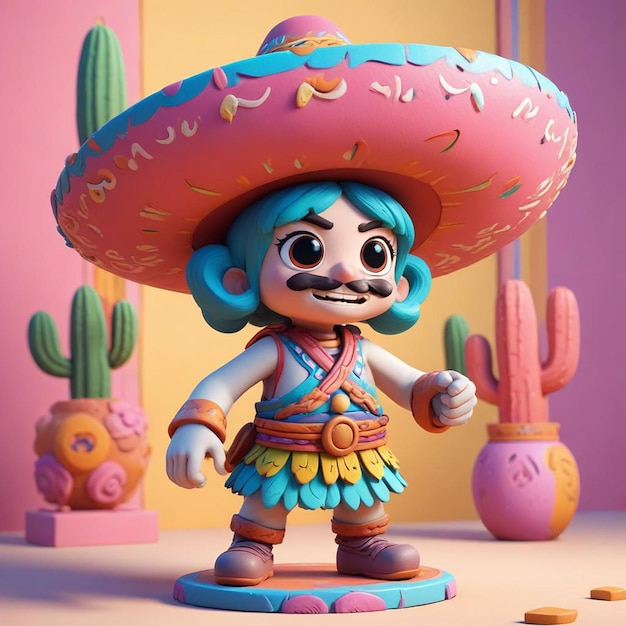 Photo a toy figurine with a hat and a sombrero on it